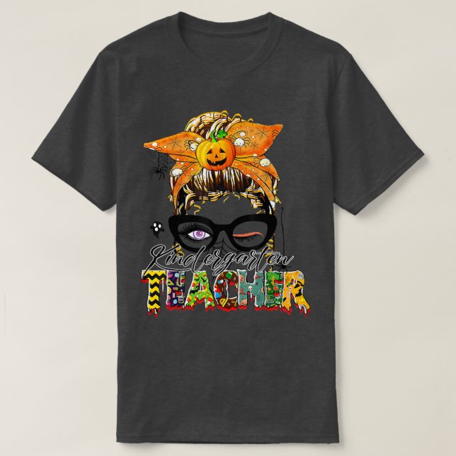 Trick oder lehren Sie einen Spooker Lehrer Messy B T-Shirt (Design vorne)