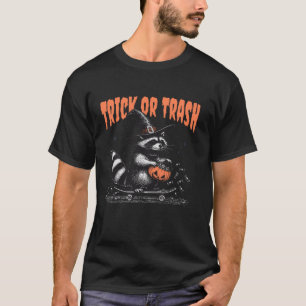 Trick oder Müll Raccoon Halloween Spooky Pumpkin R T-Shirt