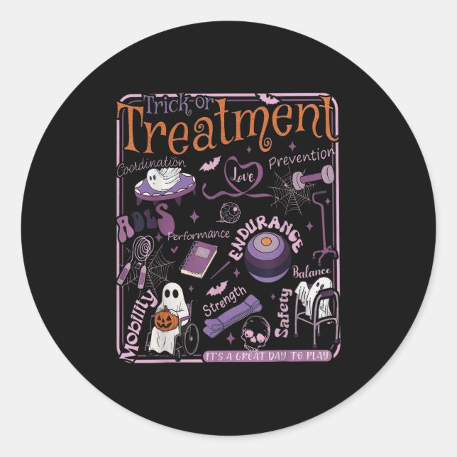 Trick oder PT Physical Therapy Therast Halloween Runder Aufkleber (Vorderseite)