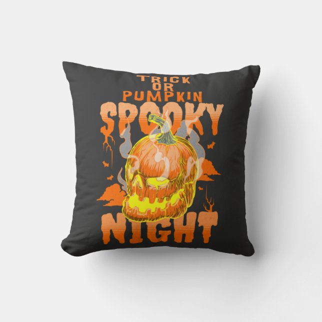 Trick oder Pumpkin Spooky Night Kissen (Vorderseite)