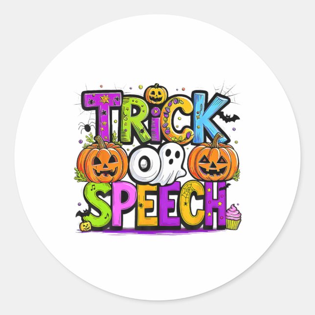 Trick oder Rede Halloween Lehrerin Geist Männer Fr Runder Aufkleber (Vorderseite)