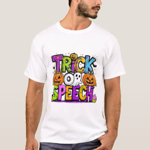 Trick oder Rede Halloween Lehrerin Geist Männer Fr T-Shirt