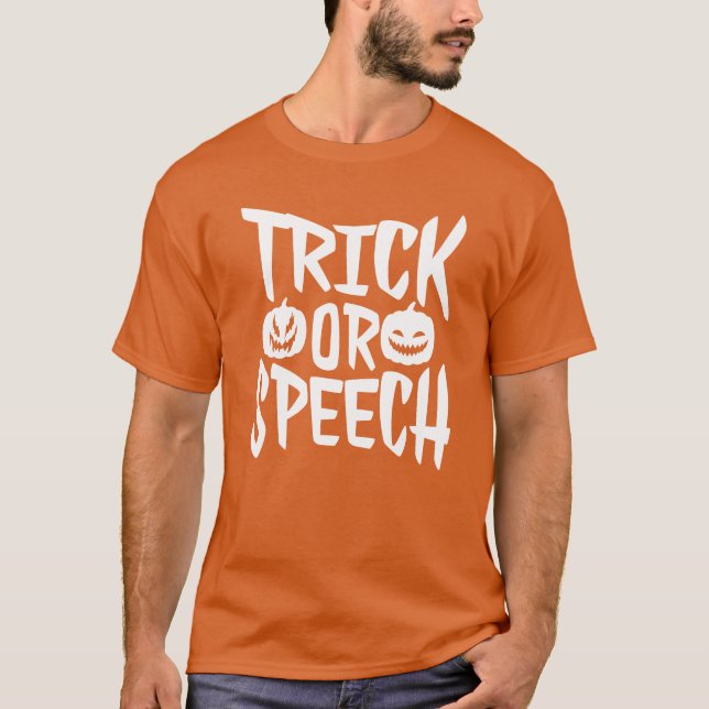 Trick oder Rede Halloween Speech Therapist Kostüm T-Shirt (Vorderseite)