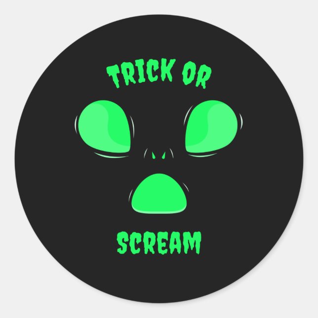 Trick oder Schrei Funny Design Halloween Alien Runder Aufkleber (Vorderseite)
