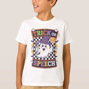 Trick oder Speech Orange Funny Halloween Ghost T-Shirt