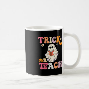 Trick oder Teach Groovy Halloween Retro Floral Gho Kaffeetasse