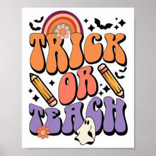 Trick oder Teach Retro Fall Halloween Kostüme Teac Poster