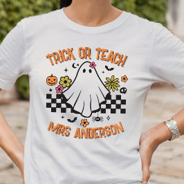 Trick oder Teach Retro Ghost Lehrer Halloween T-Shirt
