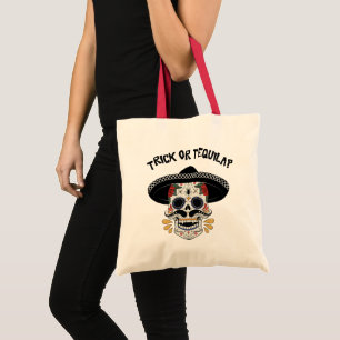 Trick oder Tequila Sugar Skull Halloween-Geschenk Tragetasche
