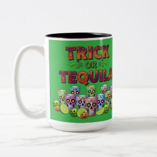 Trick oder Tequila-T-Shirt Zweifarbige Tasse