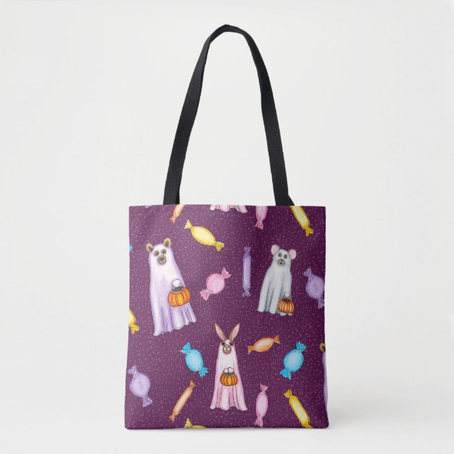 Trick oder Treat Animal Ghost Friends auf Lila ros (Vorderseite)