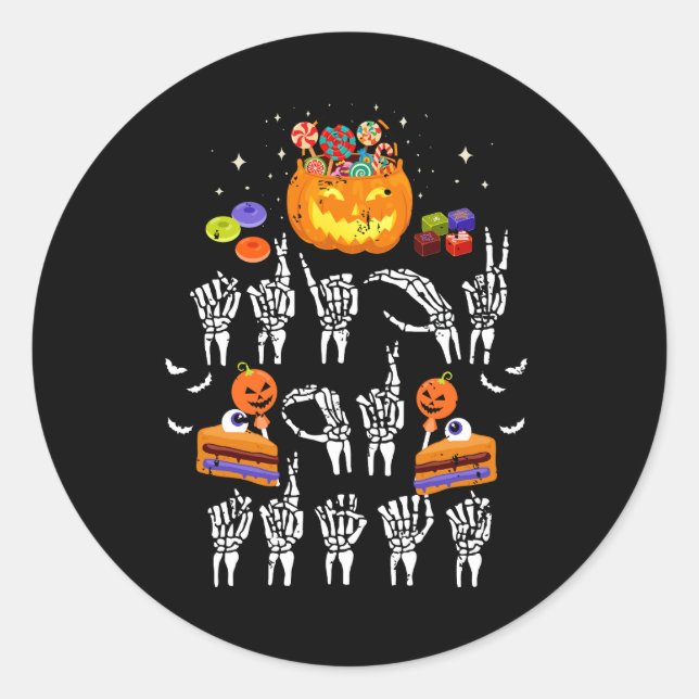Trick oder Treat ASL Hands American Sign Language  Runder Aufkleber (Vorderseite)