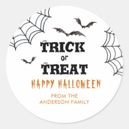 Trick oder Treat Bats Halloween Runder Aufkleber