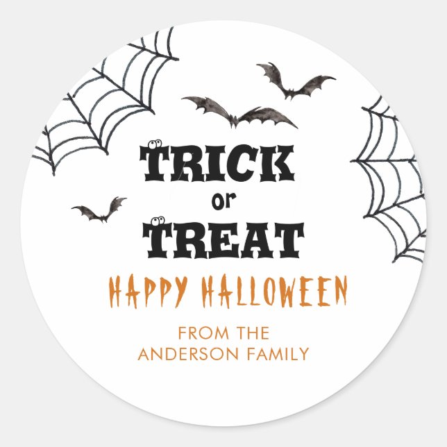 Trick oder Treat Bats Halloween Runder Aufkleber (Vorderseite)