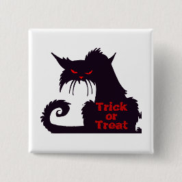 Trick oder Treat Black Cat Button