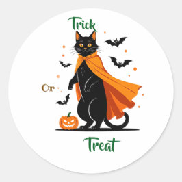Trick oder Treat Black Cat Halloween Sticker