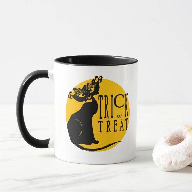 Trick oder Treat Black Cat Halloween Tasse (Mit Donut)