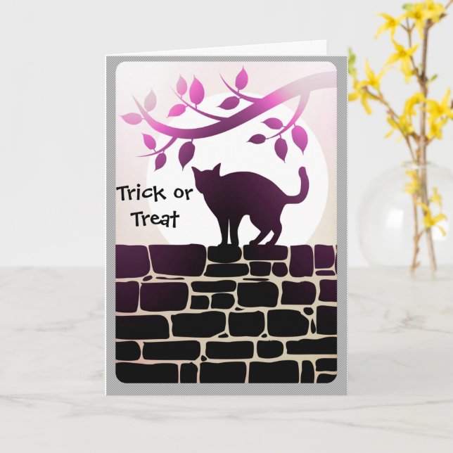 Trick oder Treat Black Cat Karte (Gelbe Blume)