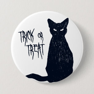 Trick oder Treat - Black Cat Silhouette Halloween Button