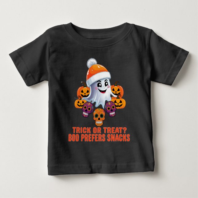 Trick oder Treat Boo Funny Quote Halloween-Party Baby T-shirt (Vorderseite)