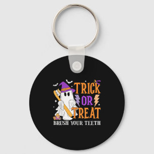 Trick oder Treat Brush Ihre Zähne Niedlich Ghost H Schlüsselanhänger