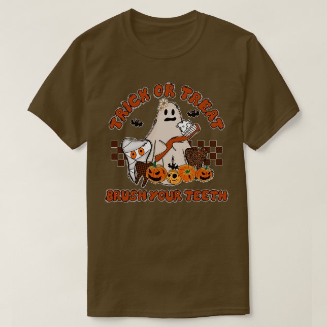Trick oder Treat Brush Your Teeth Dental Halloween T-Shirt (Design vorne)