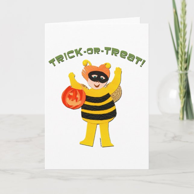 Trick oder Treat Bumble Bekleidung Halloween Karte (Vorderseite)