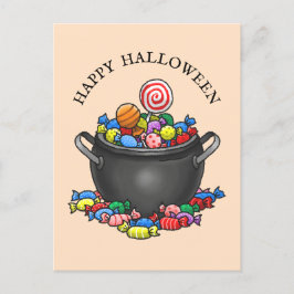 Trick oder Treat Candy Cauldron Feiertagspostkarte