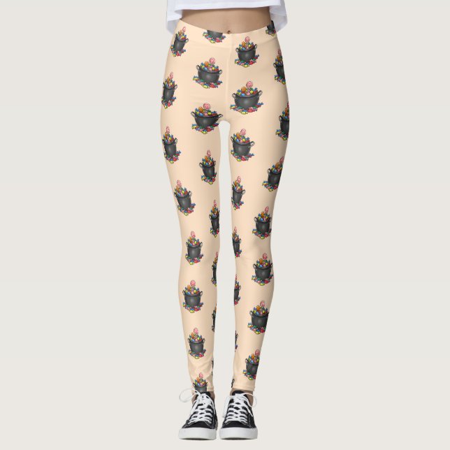 Trick oder Treat Candy Cauldron Leggings (Vorderseite)