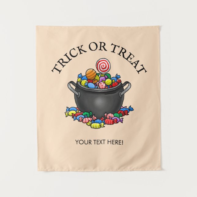Trick oder Treat Candy Cauldron Wandteppich (Vorderseite)