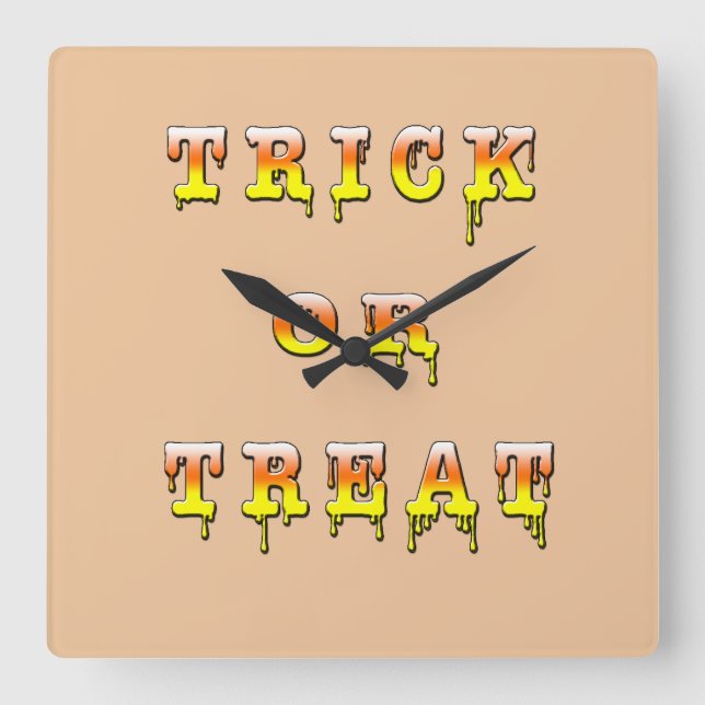 Trick oder Treat Candy Cone Version Quadratische Wanduhr (Vorderseite)