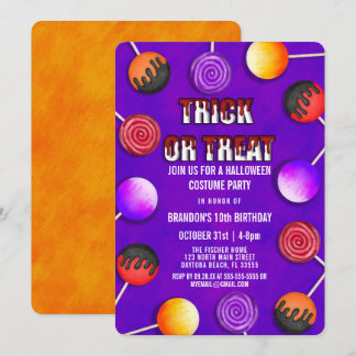Trick oder Treat Candy Halloween-Kostüm Geburtstag Einladung