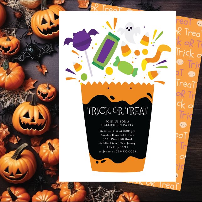 Trick oder Treat Candy Halloween-Party Einladung (Von Creator hochgeladen)