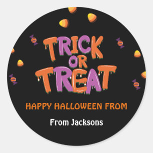 Trick oder Treat Candy Mais Halloween Runder Aufkleber