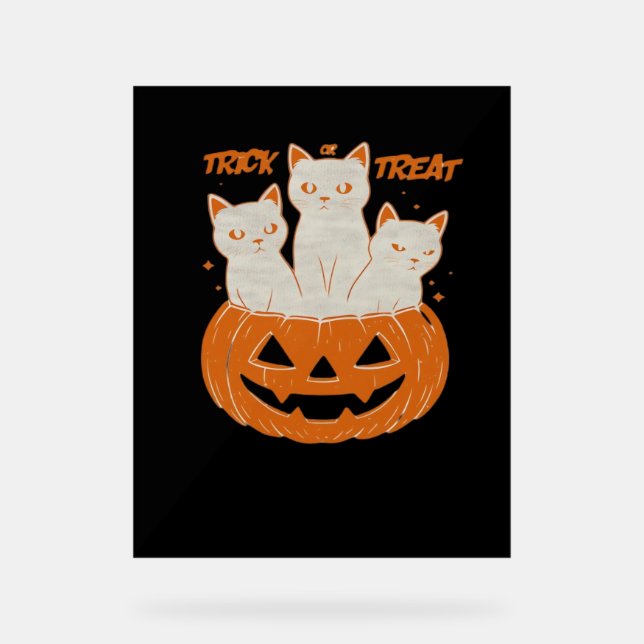 Trick oder Treat Cats Klassischer T - Shirt Acrylschild (Vorderseite)