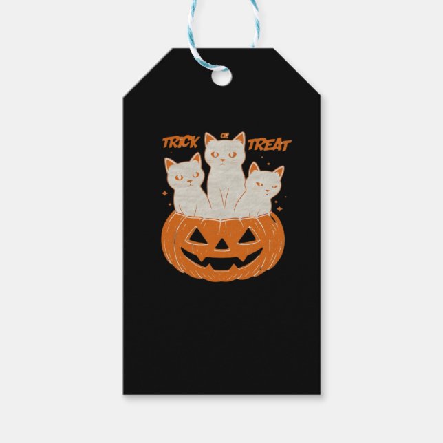 Trick oder Treat Cats Klassischer T - Shirt Geschenkanhänger (Vorderseite)