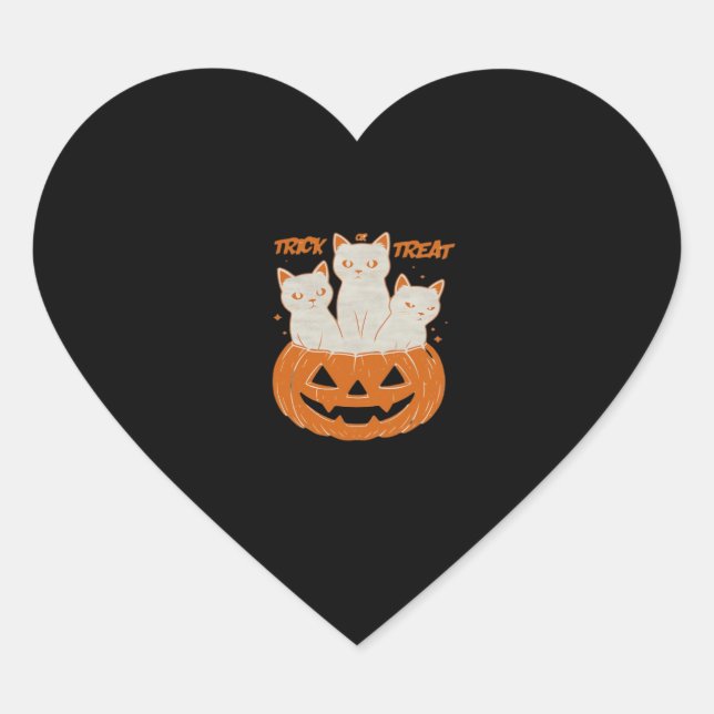 Trick oder Treat Cats Klassischer T - Shirt Herz-Aufkleber (Vorderseite)
