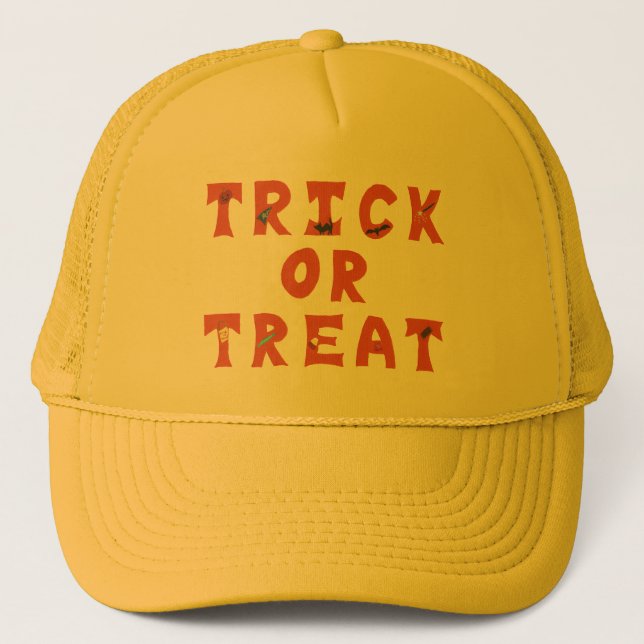 Trick oder Treat dekorierte Halloween-Hats Truckerkappe (Vorderseite)
