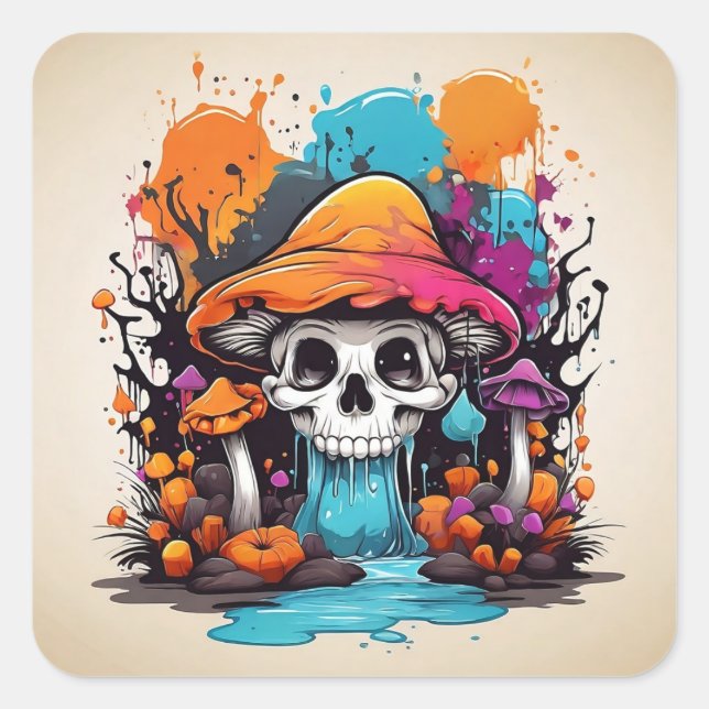 Trick oder Treat dich selbst Quadratischer Aufkleber (Vorderseite)