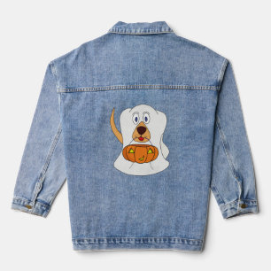 Trick oder Treat Dog Ghost Halloween-Kostüm Jeansjacke