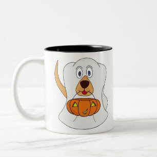 Trick oder Treat Dog Ghost Halloween-Kostüm Zweifarbige Tasse