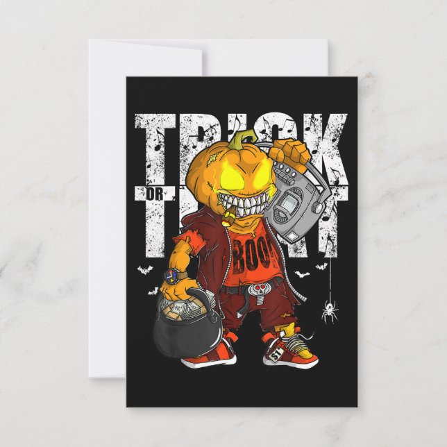 Trick oder Treat Dope Hip Hop Halloween Graphic Me Einladung (Vorderseite)