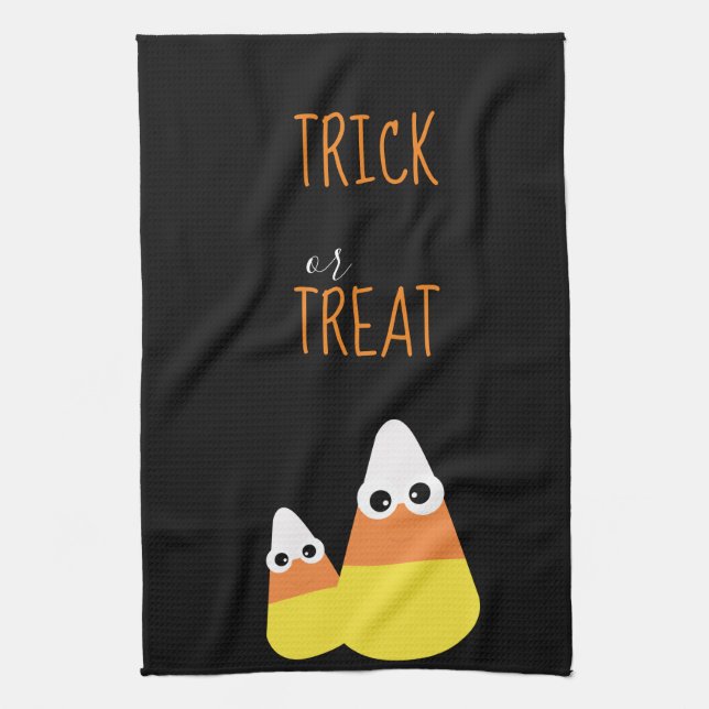 Trick oder Treat Fall oder Halloween Dekoration Geschirrtuch (Vertikal)