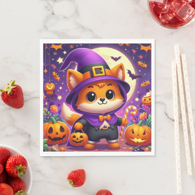 Trick oder Treat Fox Serviette (Beispiel)
