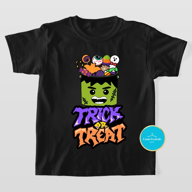 Trick oder Treat Frankenstein Halloween T - Shirt (Von Creator hochgeladen)