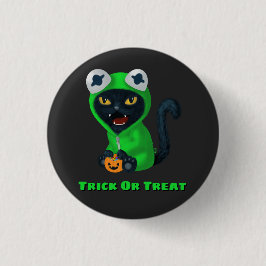 Trick oder Treat Frosch katzenhaltiges Kostüm Button