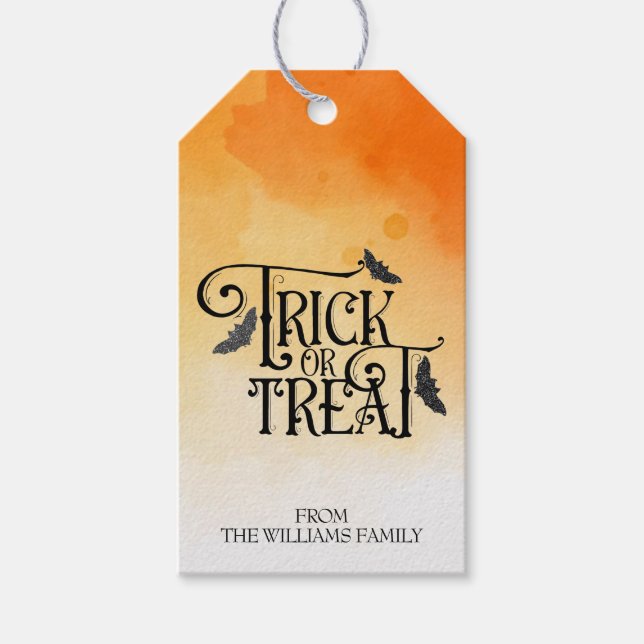 Trick oder Treat Funkelnd Halloween Geschenkanhänger (Vorderseite)