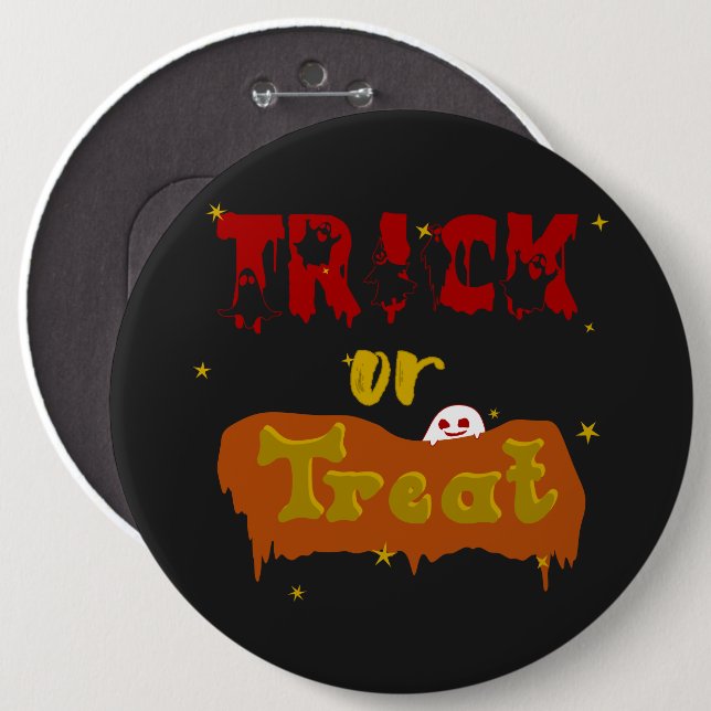 Trick oder Treat Funny Boo Halloween Button (Vorne & Hinten)