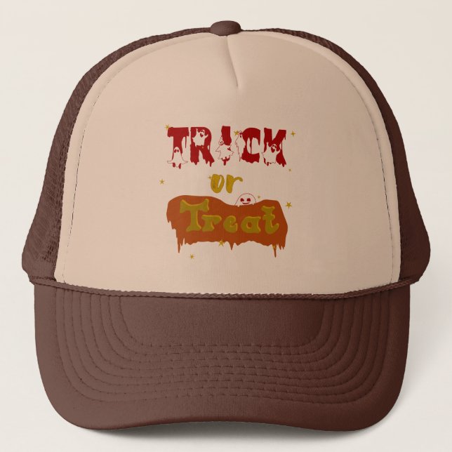Trick oder Treat Funny Boo Halloween Truckerkappe (Vorderseite)