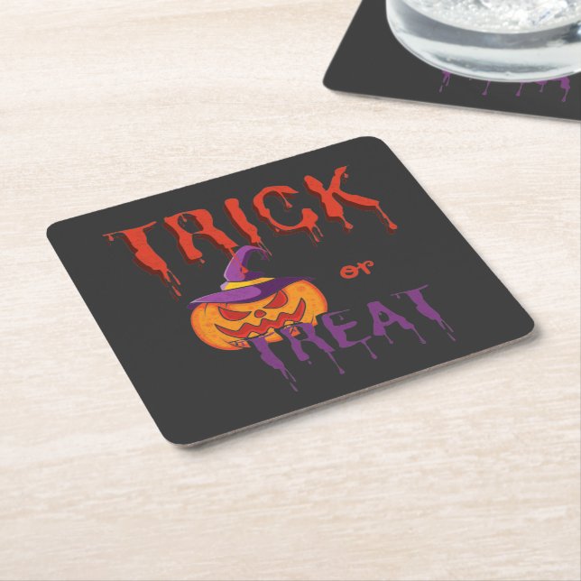 Trick oder Treat Funny Halloween Pumpkin Rechteckiger Pappuntersetzer (angewinkelt)